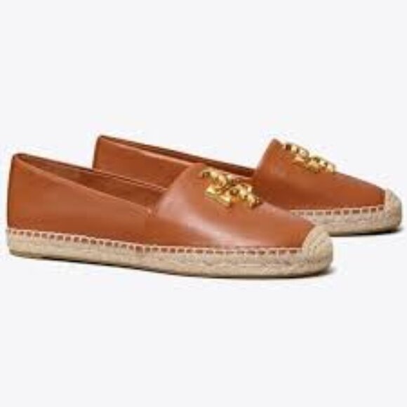 NIB Tory Burch ELEONOR Espadrilles Bourbon/Gold -8.5